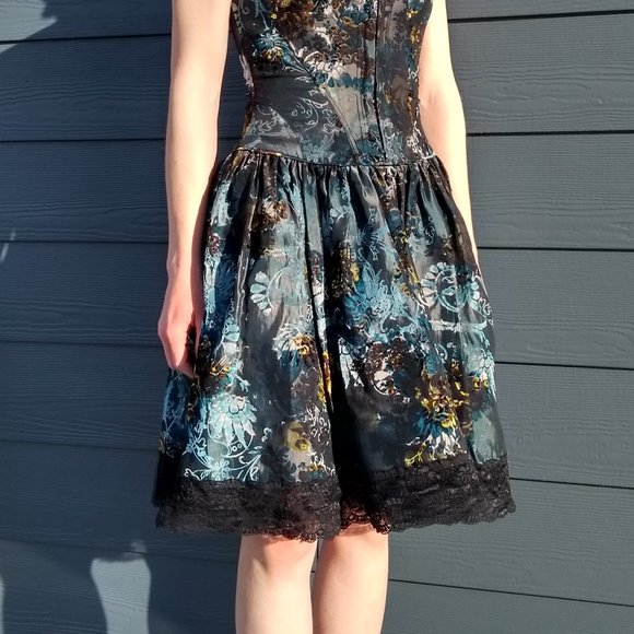 Betsey Johnson floral cocktail/grad dress size 2 - Picture 2 of 10